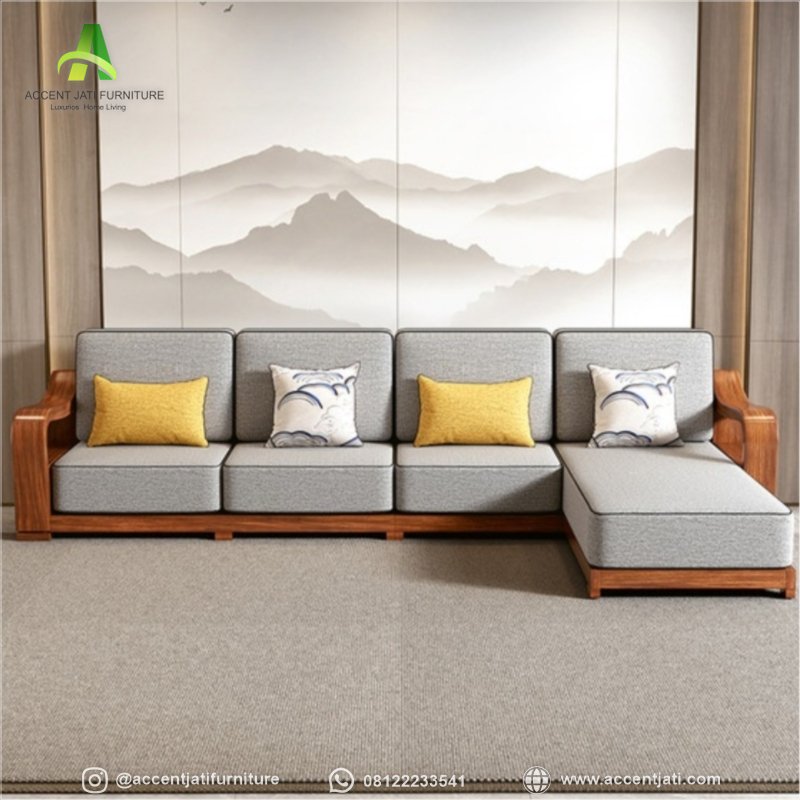 Sofa Tamu Sudut Jati Minimalis Modern