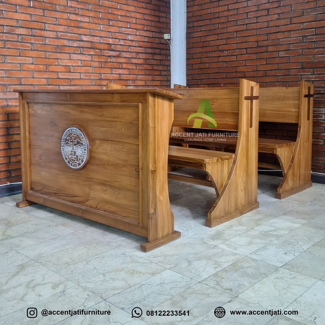 Bangku Gereja Yahya Grogol Kayu Jati