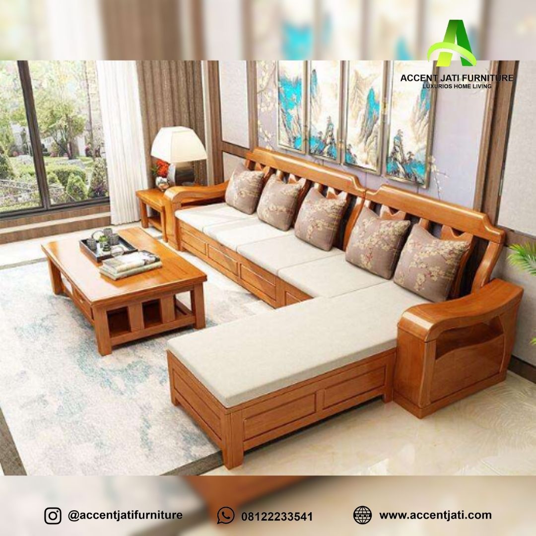 Sofa Jati L-Shape Modern Mewah Sofa Jati L-Shape Modern Mewah