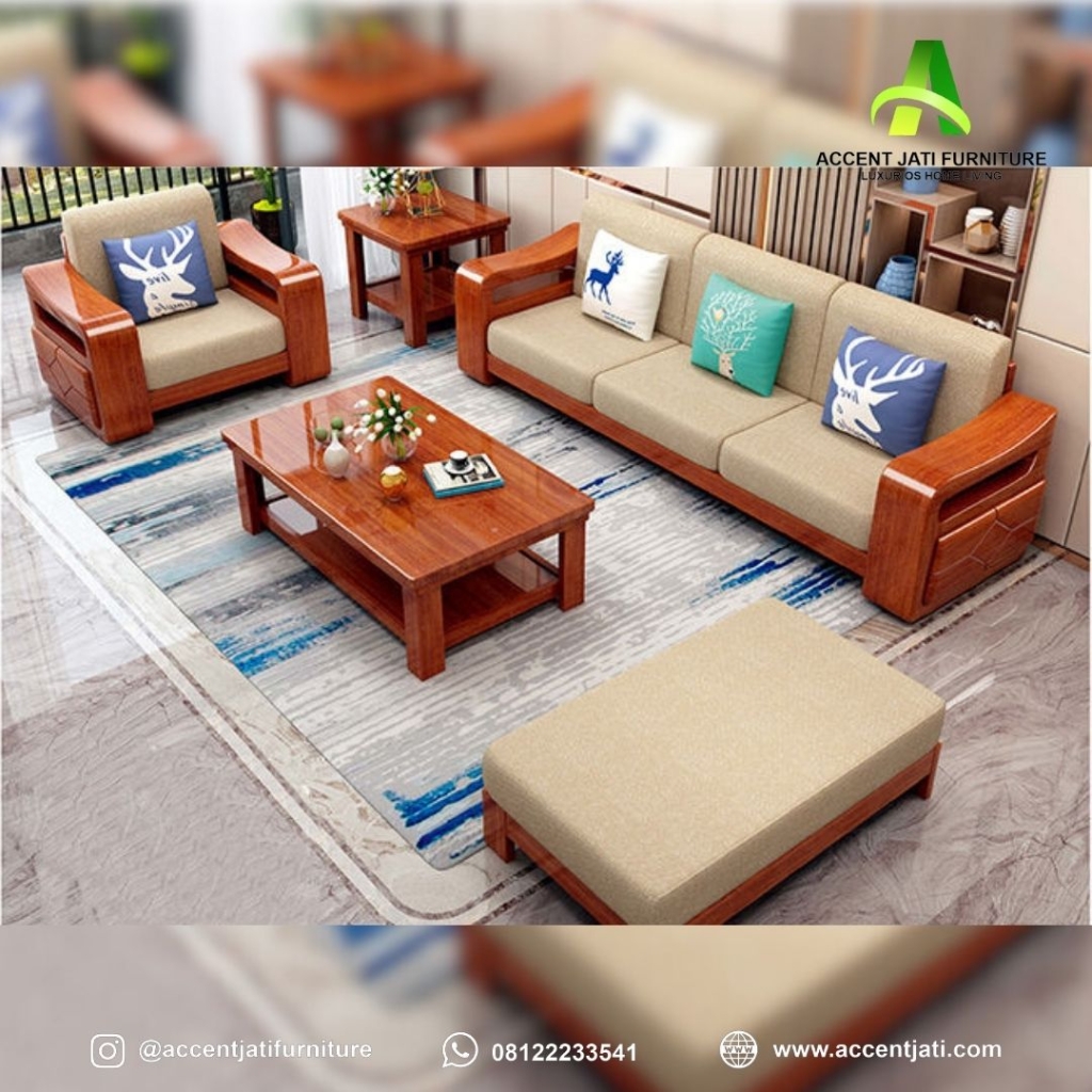 Set Sofa Ruang Tamu Minimalis Kayu Jati Solid